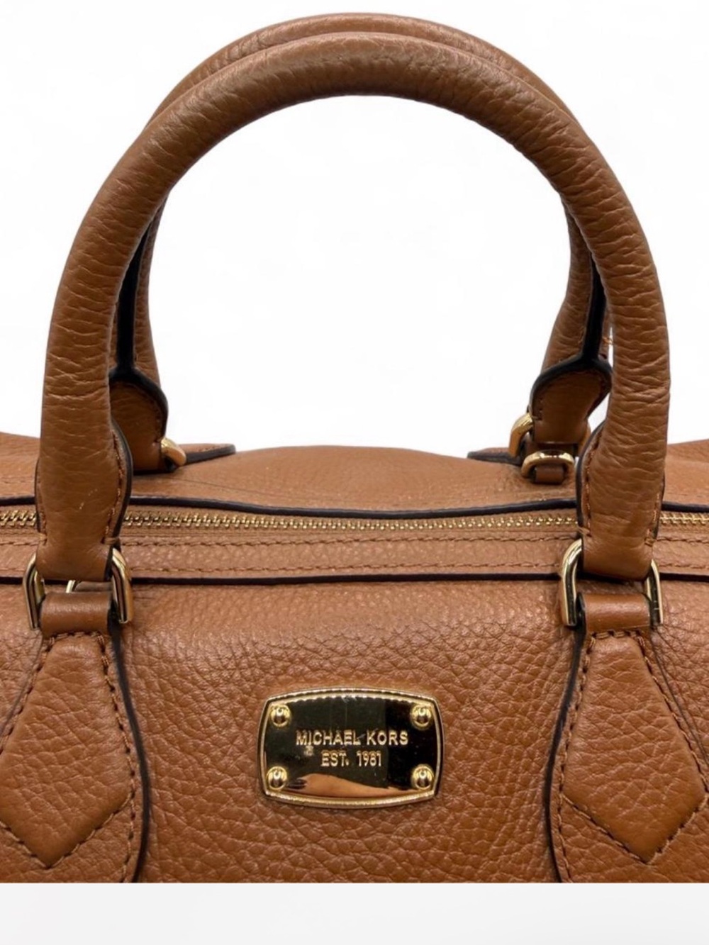 Vintage Michael Kors Brown Pebbled Leather Duffel - Picture 4 of 8